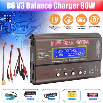 80W 6A RC Battery Charger, B6 V3 Smart Balance Charger For Lipo, NiMH, NiCd & LiHV Batteries 80W 6A RC Battery Charger, B6 V3 Smart Balance Charger For Lipo, NiMH, NiCd & LiHV Batteries