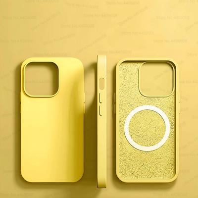MagSafe Liquid Silicone Magnetic Case For IPhone 16 15 14 13 12 11 Pro Max | Wireless Charging & Shockproof yellow for Iphone 12