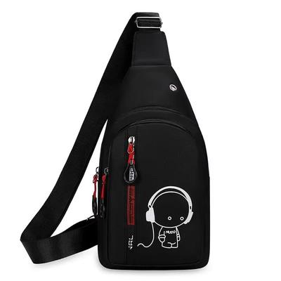 Glow in the Dark Crossbody Bag For Men & Women, Outdoor Sports Chest Bag Casual Travel Shoulder Backpack black