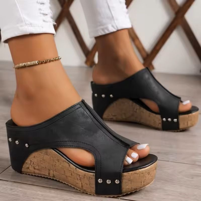 Womens Soft Platform Slide Sandals Lightweight Summer Footwear us 9 dark Brown