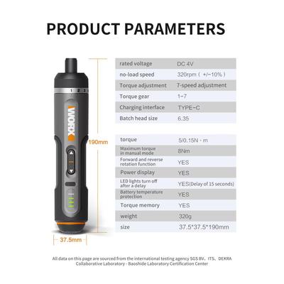 Worx WX242 Smart Cordless Electric Screwdriver Kit 30 Bit USB Rechargeable Set worx 242 cn