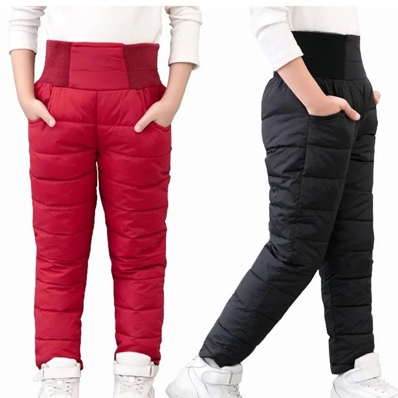 Kids Waterproof Winter Pants With Cotton Padding And High Waist Design red xxl