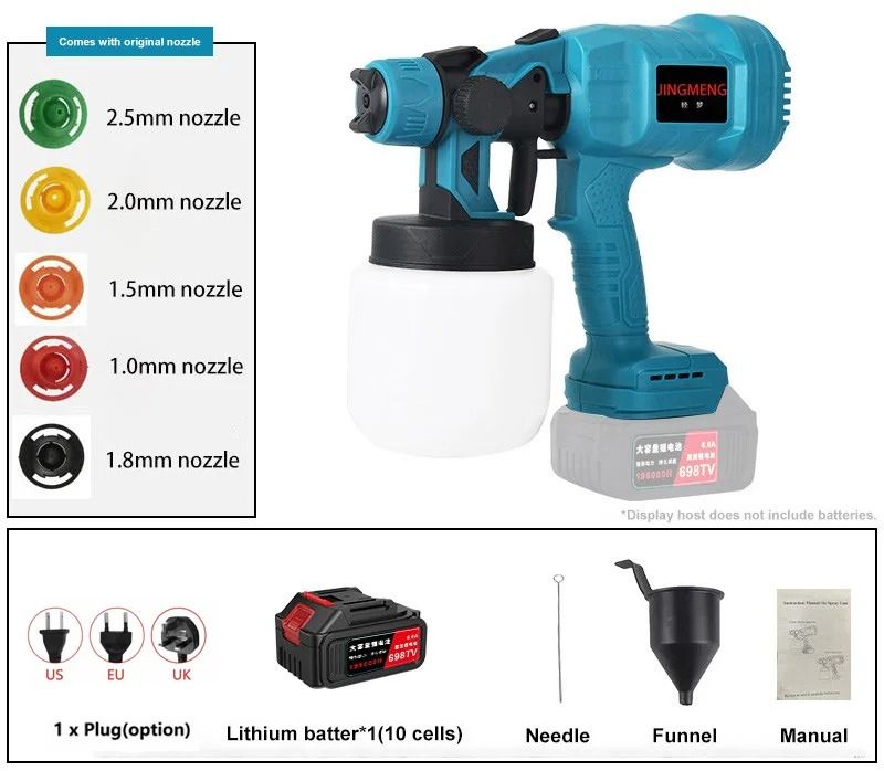 Cordless Electric Paint Sprayer For Home And Auto Projects eu 1 Big Battery 1 Plug