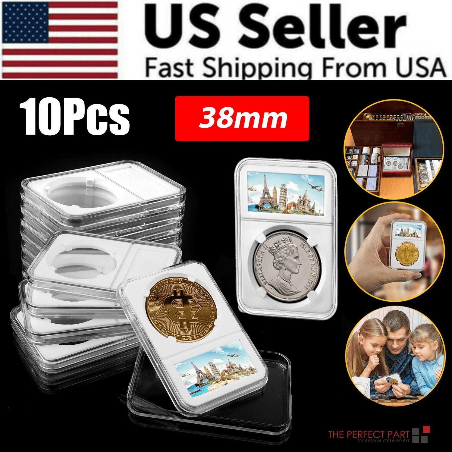 10pcs Coin Display Slabs 38mm Storage Holders For MORGAN PEACE Silver Dollars Coin Protection Cases For Collector 10pcs Coin Display Slabs 38mm Storage Holders For MORGAN PEACE Silver Dollars Coin Protection Cases For Collector