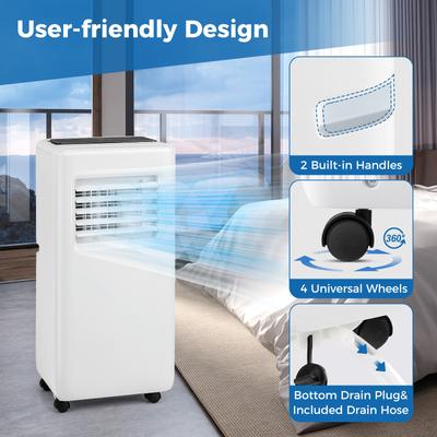 3 in 1 8000 BTU Portable Air Conditioner With Remote Control Fan & Dehumidifier For Rooms Up To 250 Sq.Ft 3 in 1 8000 BTU Portable Air Conditioner With Remote Control Fan & Dehumidifier For Rooms Up To 250 Sq.Ft