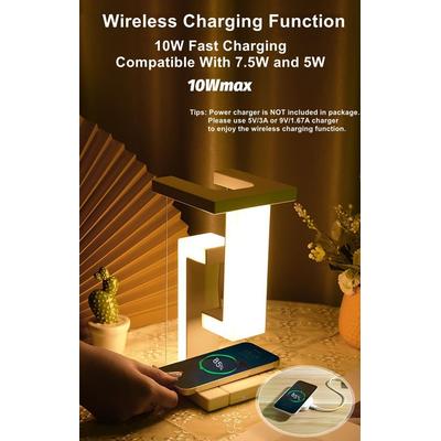 Levitating Desk Lamp With Wireless Charger Modern Floating Light For Bedroom & Office Levitating Desk Lamp With Wireless Charger Modern Floating Light For Bedroom & Office