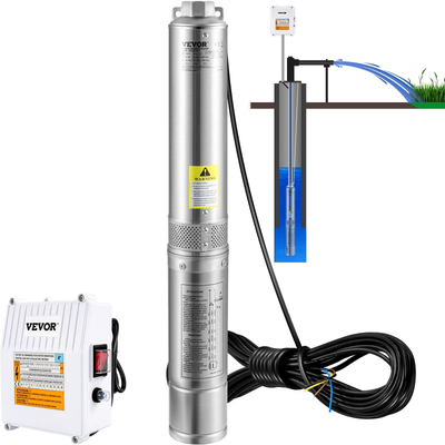 2HP Deep Well Submersible Pump, Stainless Steel Water Pump With Control Box For Residential 2HP Deep Well Submersible Pump, Stainless Steel Water Pump With Control Box For Residential