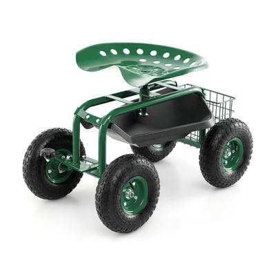 Heavy Duty Wheel Rolling Garden Cart Seat With Storage, Adjustable Height & Swivel Function, Outdoor Yard Utility Wagon Heavy Duty Wheel Rolling Garden Cart Seat With Storage, Adjustable Height & Swivel Function, Outdoor Yard Utility Wagon