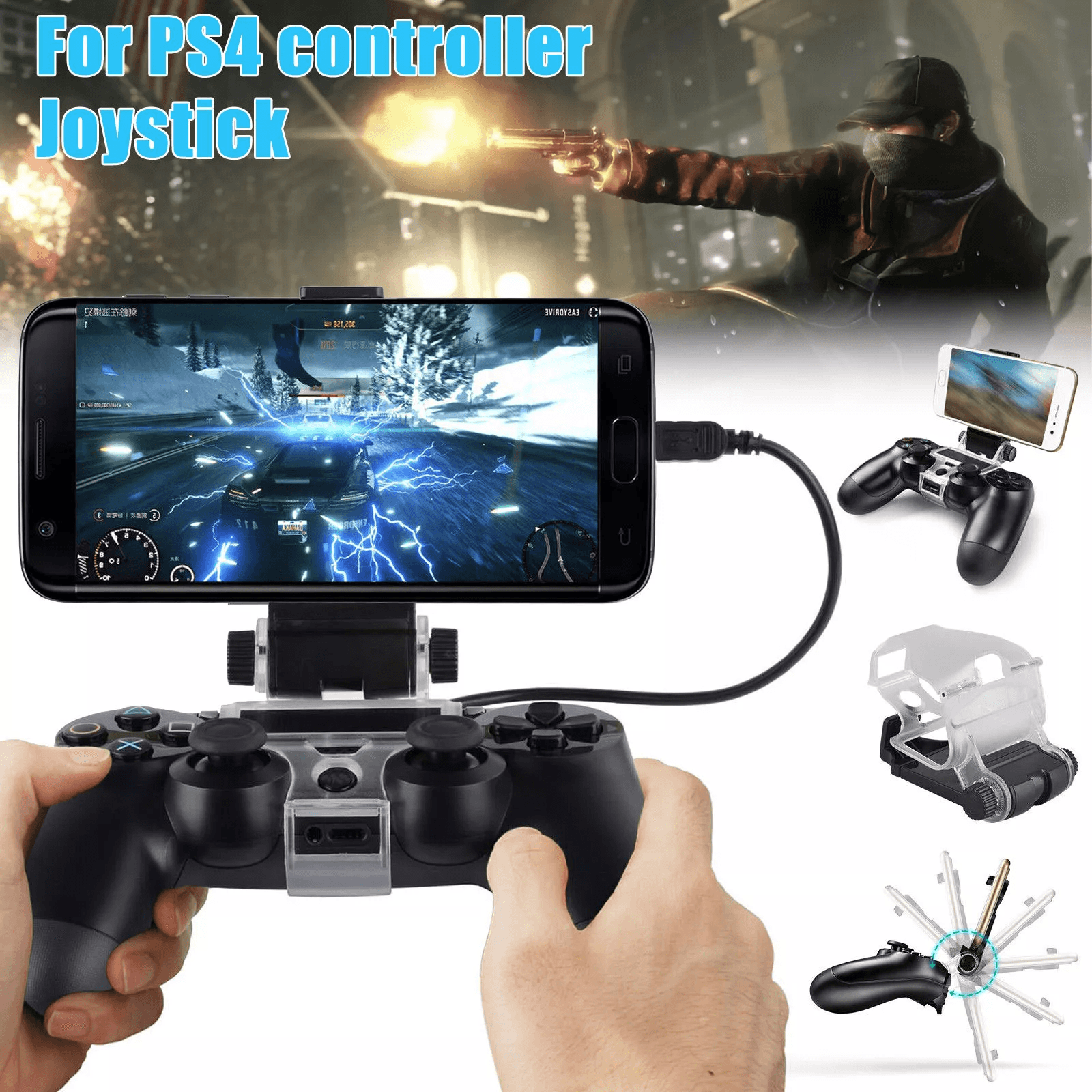 Cell Phone Clip Holder For PS4 Controller Joystick Mount Adjustable Stand Clamp For Android Cell Phone Clip Holder For PS4 Controller Joystick Mount Adjustable Stand Clamp For Android