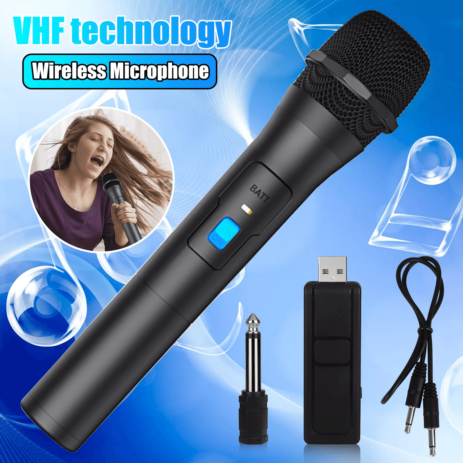 Professional VHF Handheld Wireless Microphone System With USB Receiver, Ideal For Karaoke, Events, And Presentations Professional VHF Handheld Wireless Microphone System With USB Receiver, Ideal For Karaoke, Events, And Presentations