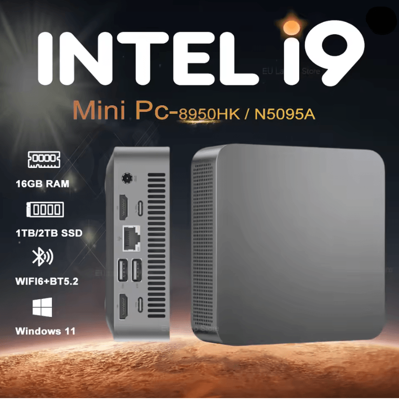 I9 Pocket Mini PC Windows 11 16GB RAM 1TB SSD 4K USB C 16gb Ddr4 2tb Ssd intel N5095a