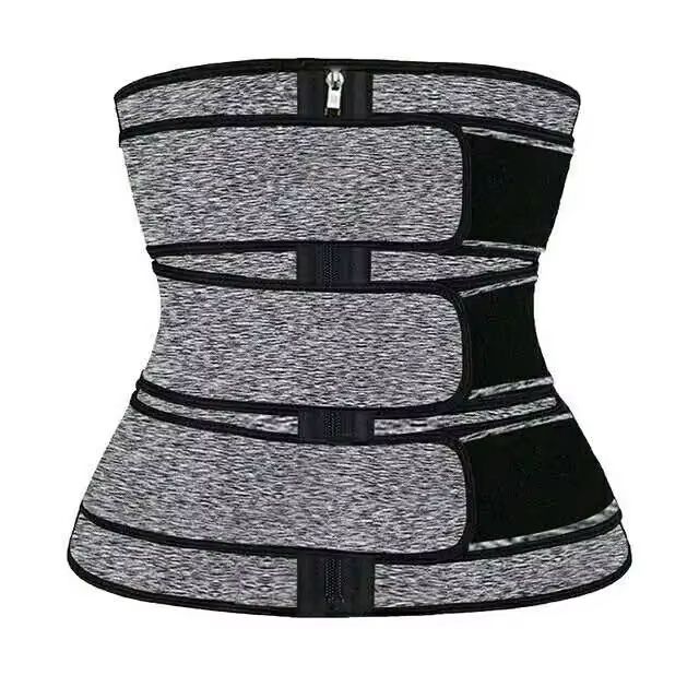 Mens Neoprene Waist Trainer Sweat Slimming Belt Abdomen Compression Shaper grey zipper 4xl