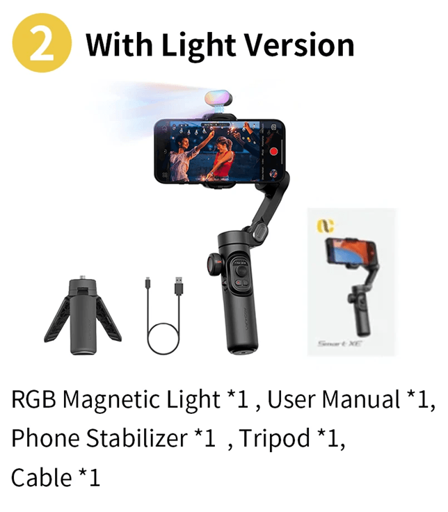 AOCHUAN Smart XE Gimbal Stabilizer For IPhone Android With Fill Light And Face Tracking with Light