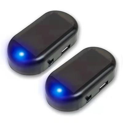 Solar Powered Car Fake Security Light Super Bright Flashing Imitation Alarm Lamp, Wireless Anti Theft Strobe Signal Wi 2pcs Blue