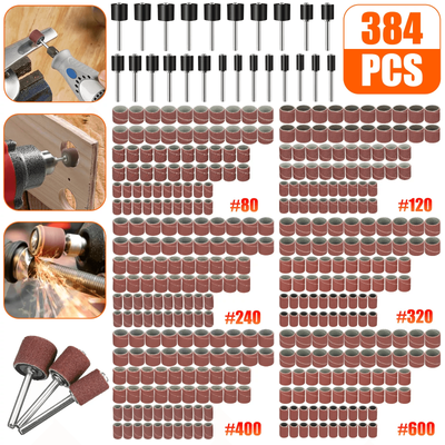 384PCS Sanding Drum Kit For Dremel Rotary Tool Nail Drill Bits Set With Mandrels, Polishing Accessories For Woodworking 384PCS Sanding Drum Kit For Dremel Rotary Tool Nail Drill Bits Set With Mandrels, Polishing Accessories For Woodworking