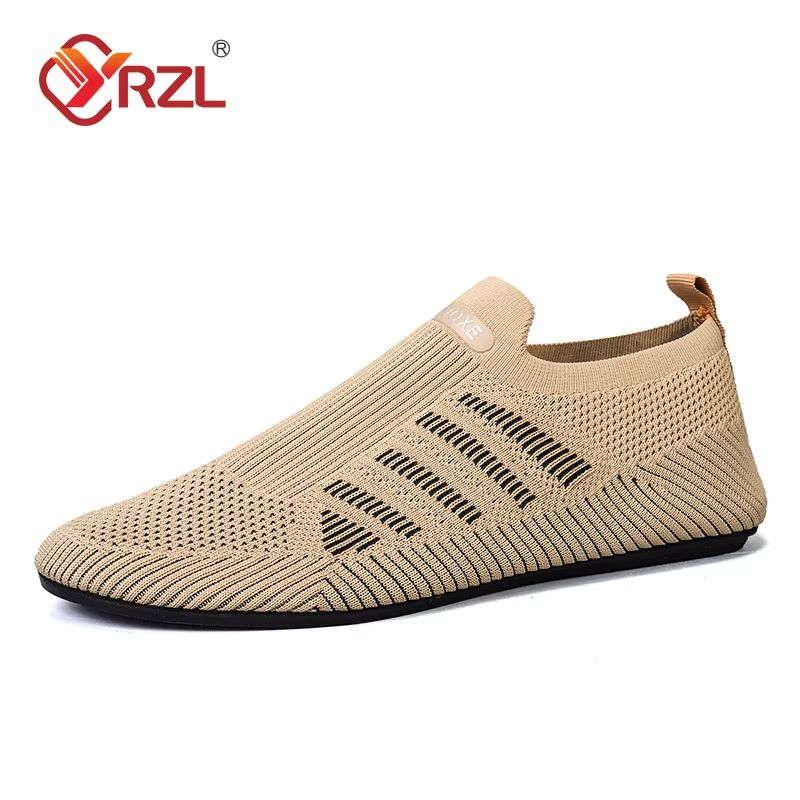 YRZL Men's Breathable Mesh Loafers Lightweight Slip On Driving Shoes For Summer grey 12.5