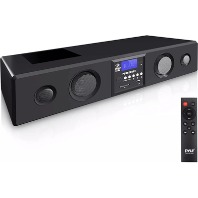 Pyle Bluetooth Soundbar Speaker With USB SD, AUX, FM Radio & Remote, Home Theater Audio System With LCD Display Pyle Bluetooth Soundbar Speaker With USB SD, AUX, FM Radio & Remote, Home Theater Audio System With LCD Display