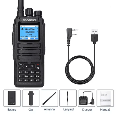 Baofeng Dual Mode Digital Ham Radio With Analog And DMR Tier 1 And 2 Support black W Cable
