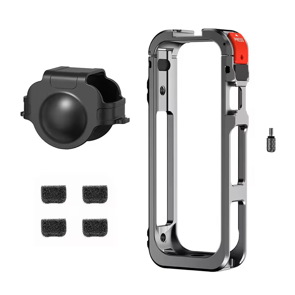Aluminum Protective Rabbit Cage For Insta360 X5 With Lens Cover & Cold Shoe Mount rabbit Cage