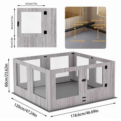 Tempered Glass Pet Whelping Box With Waterproof Fertility Pad, Dog Playpen & Exercise Cage For Puppies s