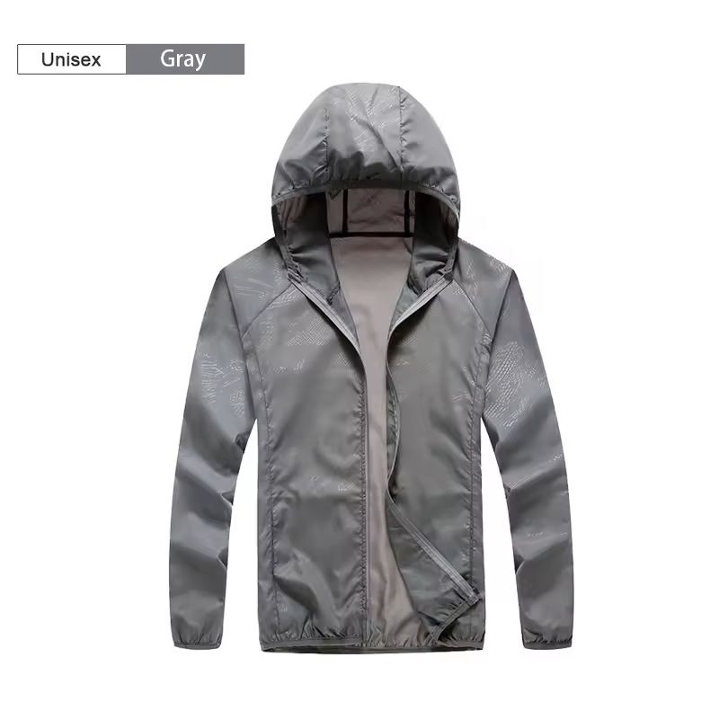 Lightweight Waterproof Camping Jacket With Hood And Pocket xl gray