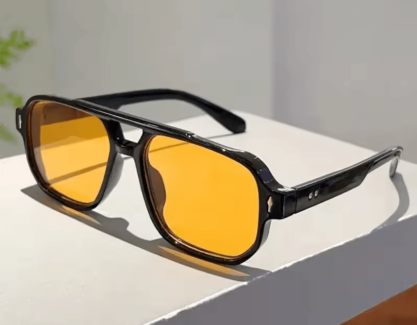 Vintage Retro Sunglasses For Men Fashionable UV Protection Shades yellow