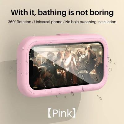Waterproof Shower Wall Mount Phone Holder For All Smartphones pink