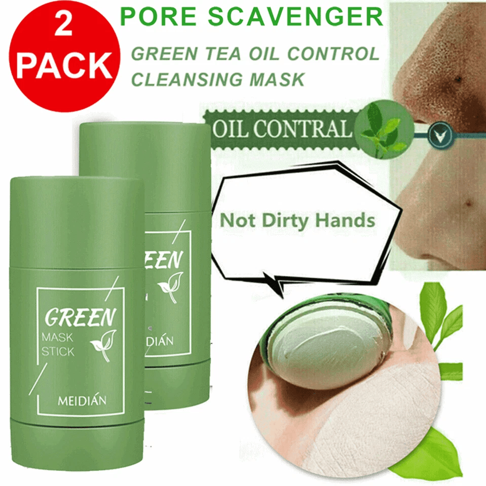 Purifying Green Tea Clay Mask Stick, Deep Cleansing Blackhead Remover & Acne Treatment For All Skin Types, Pore Minimize Purifying Green Tea Clay Mask Stick, Deep Cleansing Blackhead Remover & Acne Treatment For All Skin Types, Pore Minimize