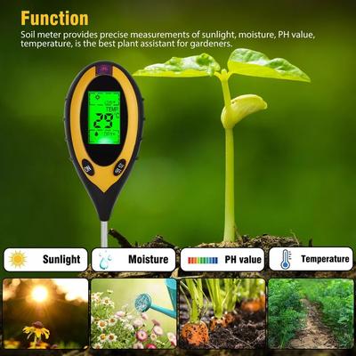 4 In 1 LCD Digital Ph Tester Soil Water Moisture Light Temperature Test Meter 4 In 1 LCD Digital Ph Tester Soil Water Moisture Light Temperature Test Meter