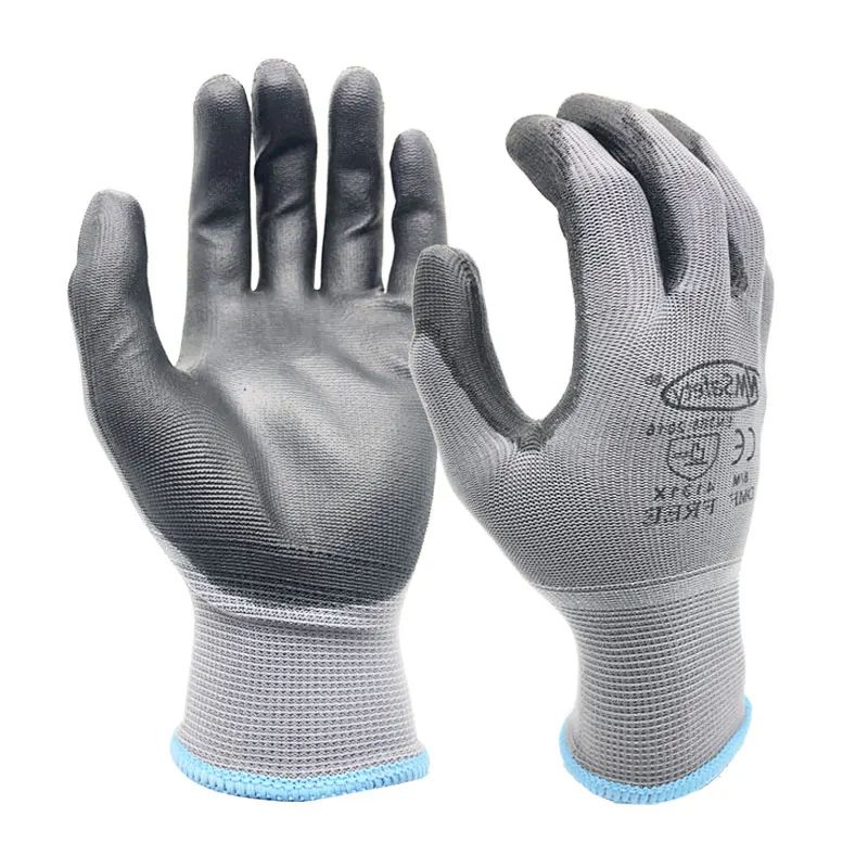 Professional PU Coated Safety Gloves, Nylon Garden & Construction Gloves For Men Women grey m