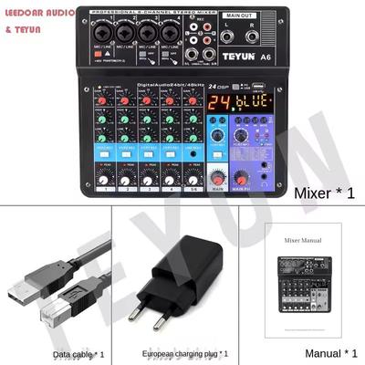 Multi Channel DJ Audio Mixer Console With Bluetooth And USB Recording 6 channel eu Plug