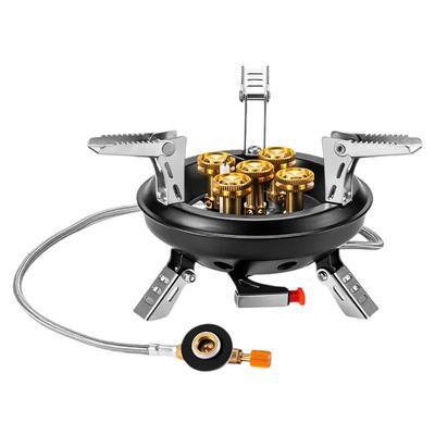 Portable Camping Gas Stove With Piezo Ignition, High Pressured Propane Butane Burner For Outdoor Emergency Cooking black