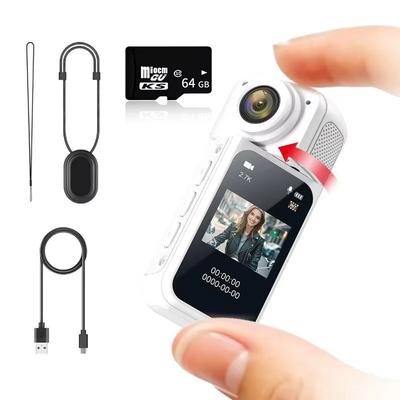 Xiaomi S70 Mini Action Camera Lightweight 2.7K POV Recorder With Magnetic Mount & IPS Display white With 64gb Card