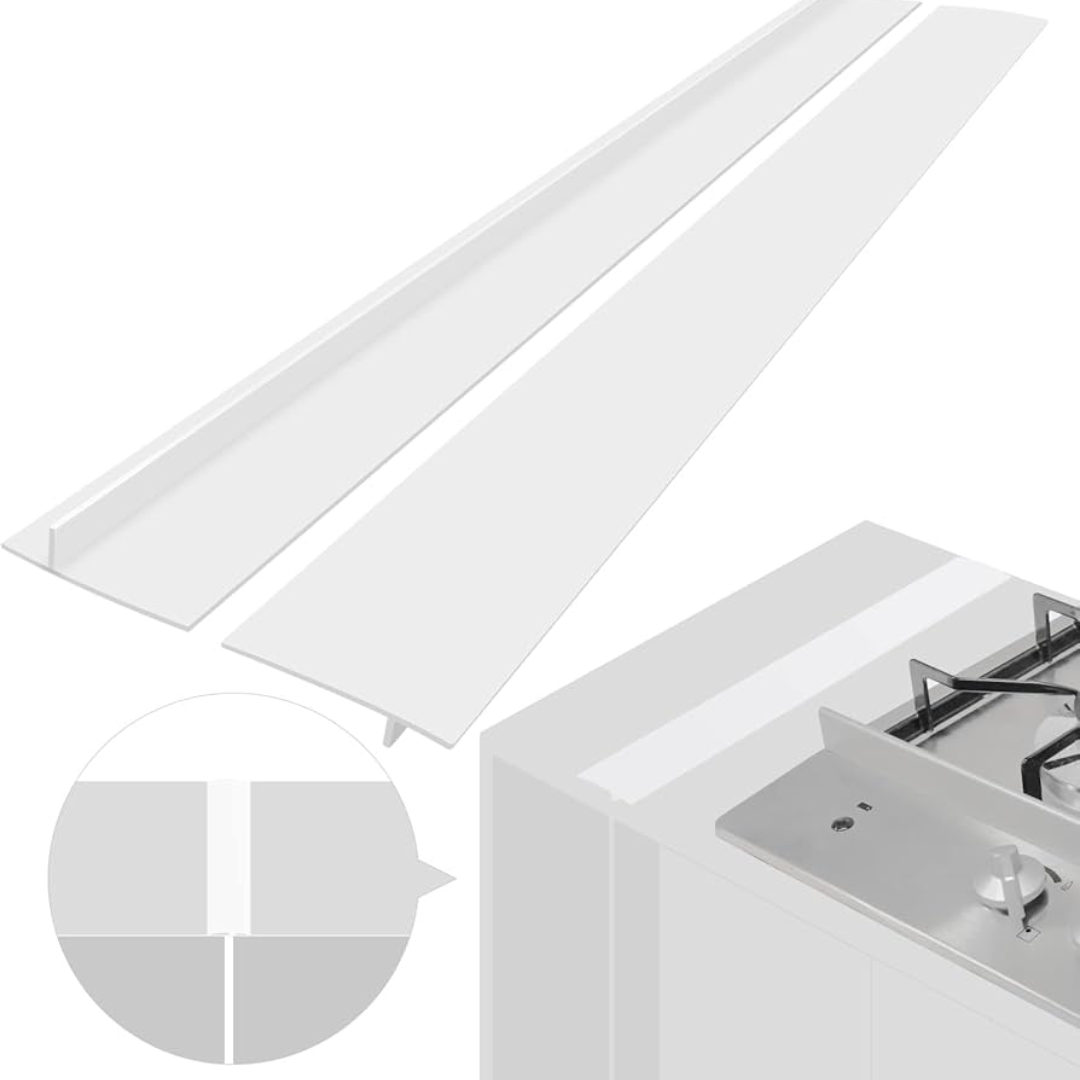 Silicone Stove Counter Gap Cover Best Fit For Kitchen Cracks White