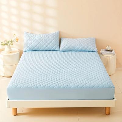 3D Air Fabric Thick Mattress Cover, Waterproof Mattress Protector, Soft & Breathable Fitted Bed Sheet For Queen Size light Blue twin