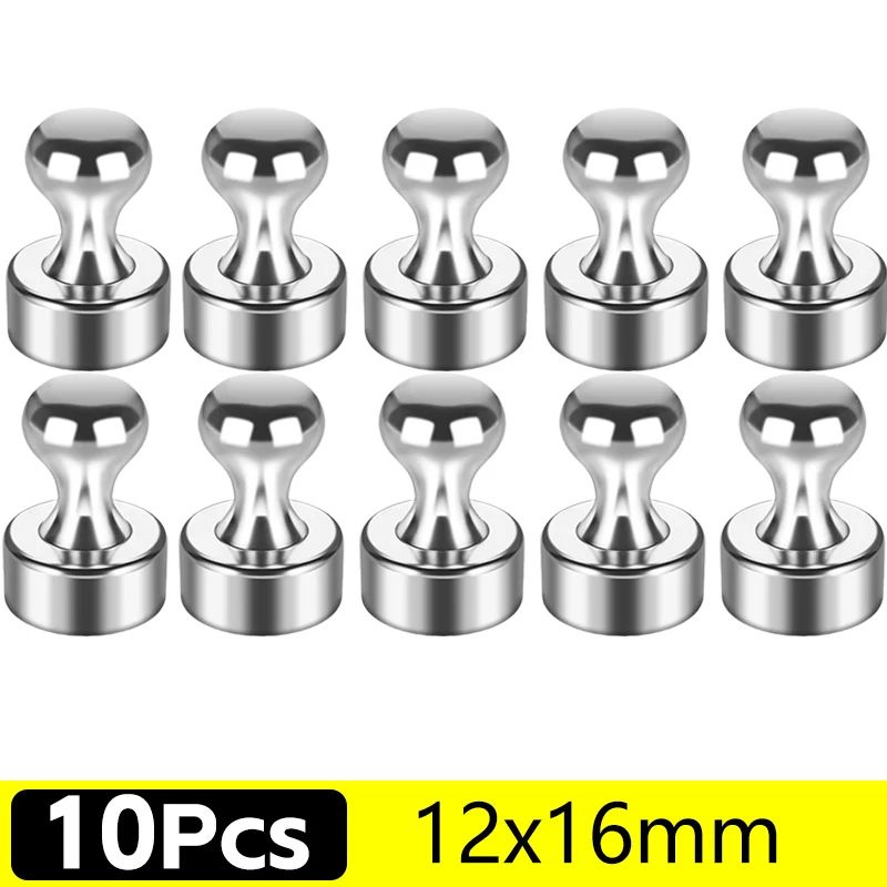 Metal Magnetic Pins Strong Portable Magnetic Thumbtacks For Whiteboard, Fridge, Notes & Office Use 10 Pcs