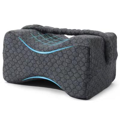 Memory Foam Knee Pillow With Adjustable Strap For Side Sleepers And Hip Pain Relief grey