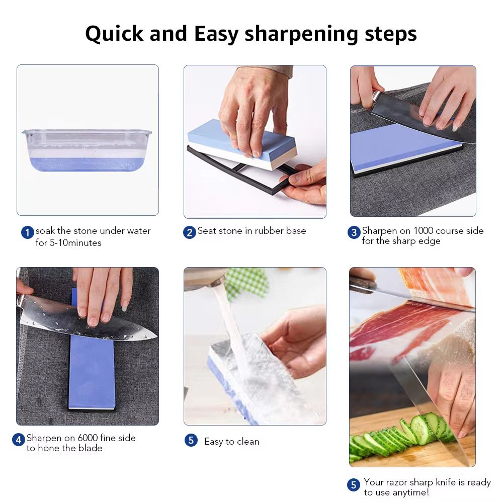 Dual Sided Professional Whetstone Knife Sharpener Water Sharpening Stone For Kitchen And Chef Knives 20005000 With Bamboo
