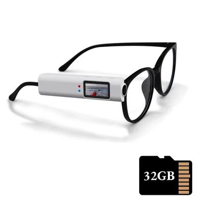 2.7K HD Smart Camera Glasses With WiFi App Control And Audio Recording white 32gb Card