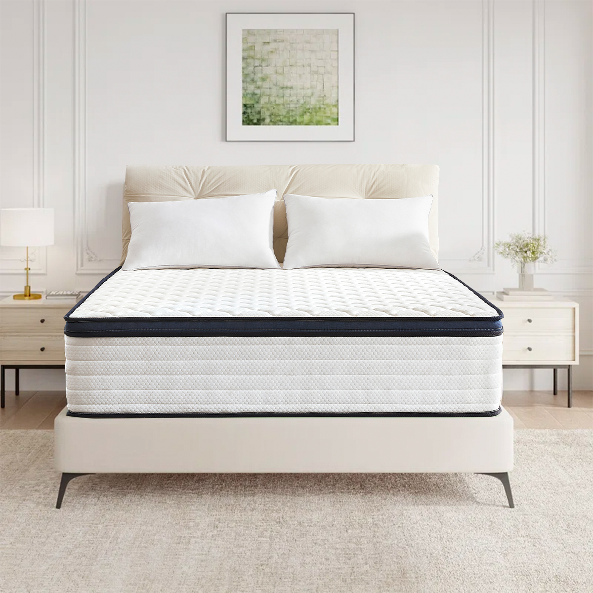 Queen Size Gel Memory Foam Hybrid Mattress, Medium Firm, Pressure Relief, Motion Isolating Mattress In A Box 12inch Queen