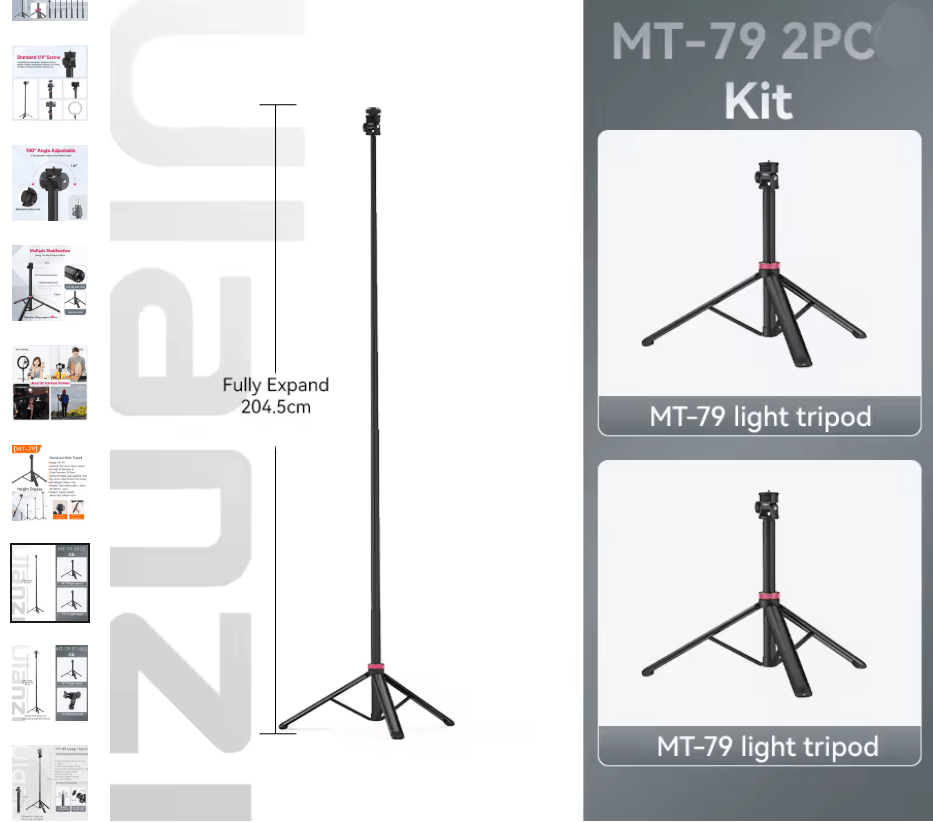 Ulanzi MT79 Lightweight Camera Tripod With 2M Extension For Fill Light And Action Camera Mounting mt 79 2pcs Kit