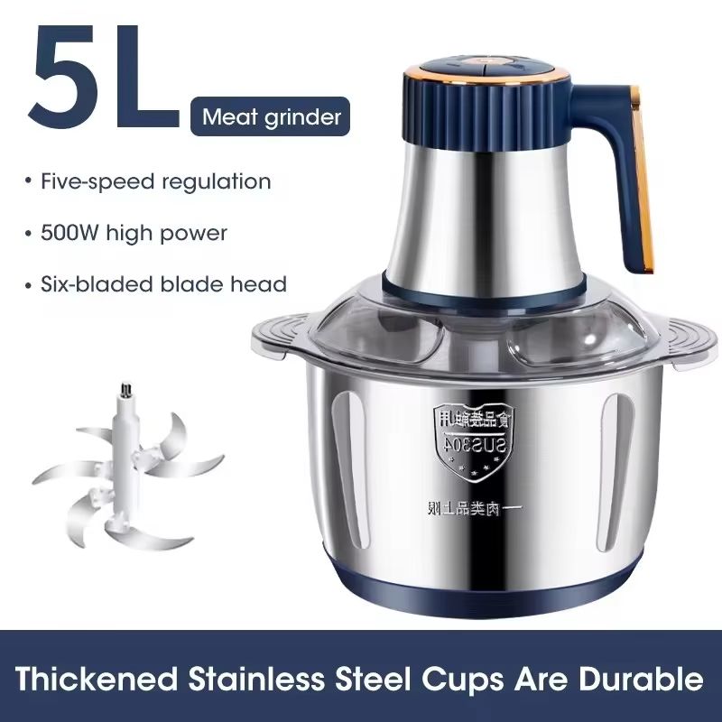 5L Electric Meat Grinder And Food Processor Stainless Steel Chopper & Vegetable Slicer For Kitchen Use eu Plug k
