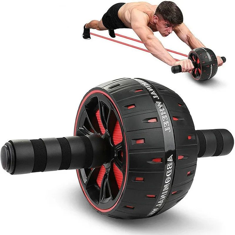 Professional Abdominal Roller, Heavy Duty Stainless Steel Ab Wheel For Core Workout, Muscle Building & Home Fitness red
