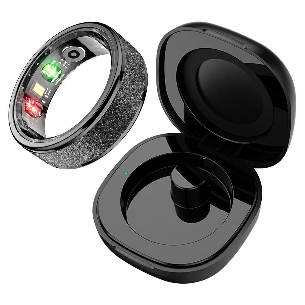 Fitness Smart Ring, Sleep Tracker, 5ATM Waterproof, Multi Sport Modes, Includes Charging Case (Unisex) black 9