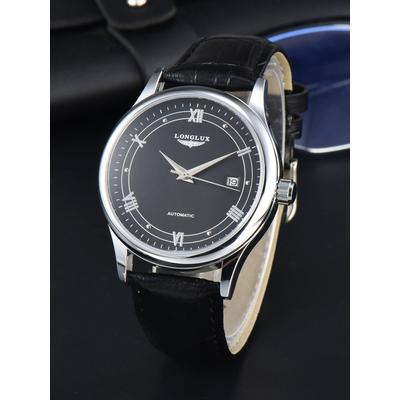 Automatic Man Watch, Waterproof Leather Watch For Men, Simple Date Mechanical Timepiece 8020lp Black