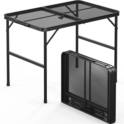 Camping Table Folding Grill Table With Mesh Desktop, Portable Aluminum Picnic Table For BBQ, Outdoor, Beach & Campfire Camping Table Folding Grill Table With Mesh Desktop, Portable Aluminum Picnic Table For BBQ, Outdoor, Beach & Campfire
