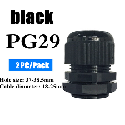 Waterproof Nylon Cable Gland Connector Joint, Cable Entry Fitting For Electrical Boxes, Panels, And Junction Enclosure pg29 Black 2pcs