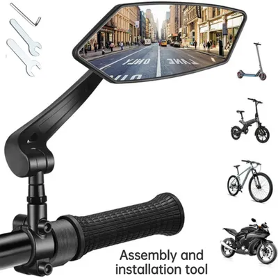 Adjustable Rotatable Bike Rear View Mirror Reflector, Clear Rearview Handlebar Mirror For Bicycle, Electric Scooter 1pc Right