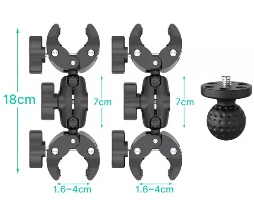 Double Head Camera Clamp Mount For GoPro And Insta360 Motorcycle And Bike Handlebar c