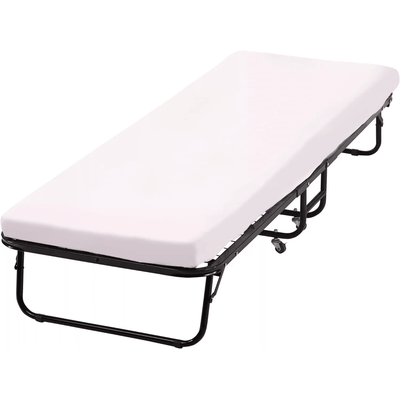 Folding Guest Bed With Wheels, Portable Rollaway Extra Bed With Mattress For Adults, Office, Or Home Use Folding Guest Bed With Wheels, Portable Rollaway Extra Bed With Mattress For Adults, Office, Or Home Use
